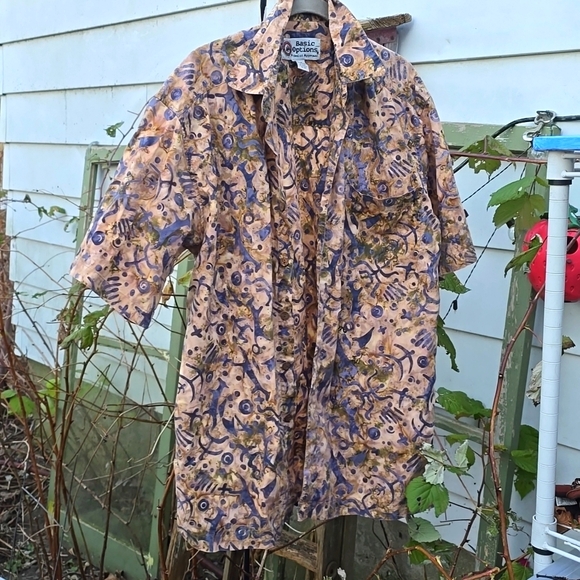 Vintage Basic Options ~ Tribal Print Batik Shirt - coco button down Men's Medium - Picture 3 of 5